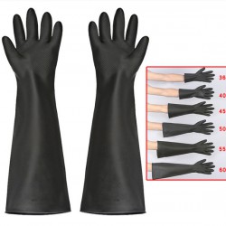 1 Pair Black Natural Rubber Gloves Acid Alkali Resistant Chemical GaunBJ 