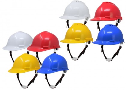 Various types of head protection equipment