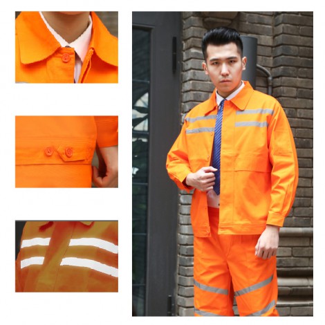 Hi vis reflective labor overalls cotton spring autumn jacket pants work clothes