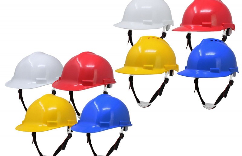 Various types of head protection equipment